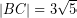 \[ \left| BC \right| = 3 \sqrt{ 5 } \]