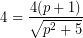 \[ 4 = \frac{4(p + 1)}{\sqrt{p^{2}+5}} \]