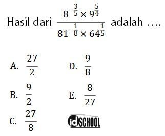Soal UN Operasi Bilangan Berpangkat Menggunakan Sifat-Sifat Eksponen