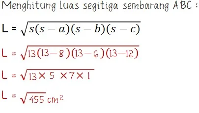 Contoh Penggunaan Rumus dan Cara Menghitung Luas Segitiga Sembarang