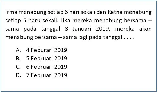 Contoh Soal KPK - Tanggal Bersama