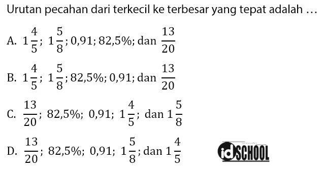 Contoh Soal Mengurutkan Pecahan