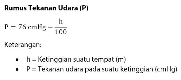 Rumus Menghitung Tekanan Udara Jika Diketahui Ketinggian Suatu Tempat