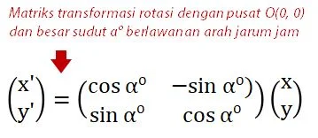 Matriks Transformasi Geometeri Rotasi pada Pusat O dengan Besar Sudut A Derajat Berlawanan Arah Jarum Jam