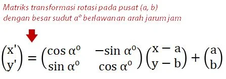 Matriks Transformasi Geometeri Rotasi pada Pusat P dengan Besar Sudut A Derajat Berlawanan Arah Jarum Jam