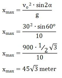 Cara Menghitug Jarak Mendatar Maksimum Peluru dengan Gerak Parabola