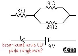 Soal Besar Kuat Arus Listrik pada Rangkaian