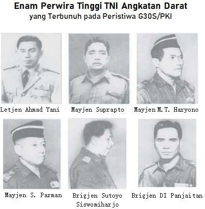 Perwira Tinggi TNI AD yang Terbunuh pada Peristiwa G 30 S/PKI