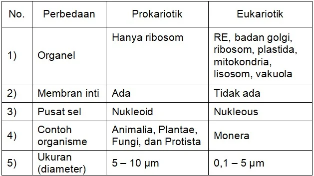 Contoh Soal Struktur Sel Eukariotik