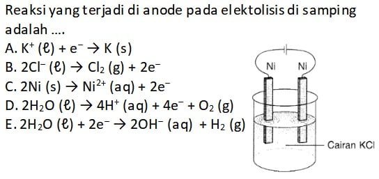 Soal Reaksi yang Terjadi di Katoda dan Anoda pada Sel Elektrolisis
