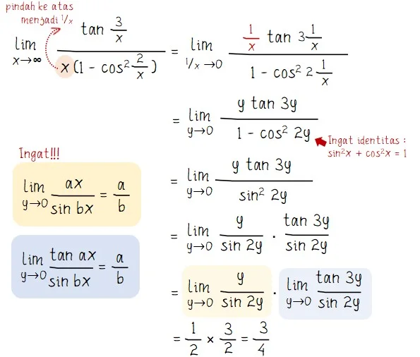 Contoh Penggunaan Sifat Limit Tak Hingga Fungsi Trigonometri