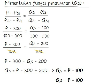 Contoh Cara Menghitung Fungsi Penawaran