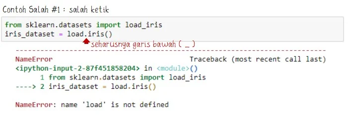 Contoh Errots pada Sat Import Dataset Bunga Iris