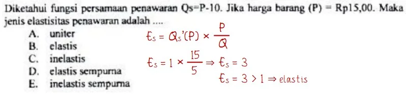 Contoh Soal Koefisien Elastisitas Penawaran