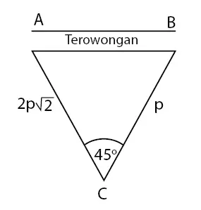 Diketahui A dan B adalah titik-titik ujung sebuah terowongan yang dilihat dari C dengan sudut ACB = 45o