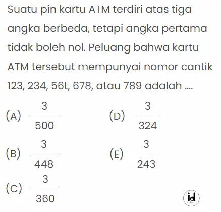 Peluang kartu ATM memiliki nomor cantik
