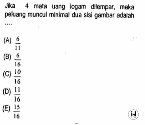 Peluang muncul minimal dua sisi gambar